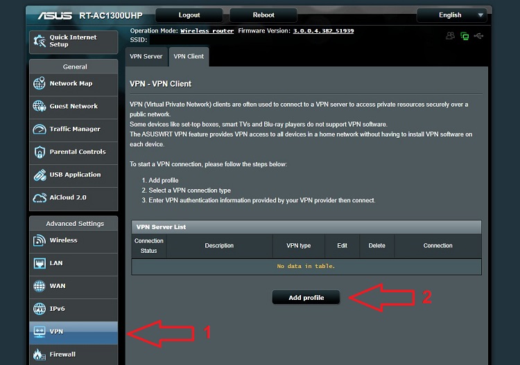   صفحه هدایت روتر (Asus) 