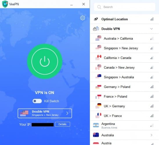   VeePN Double VPN 
