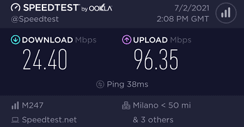   تست سرعت WeVPN در ایتالیا 